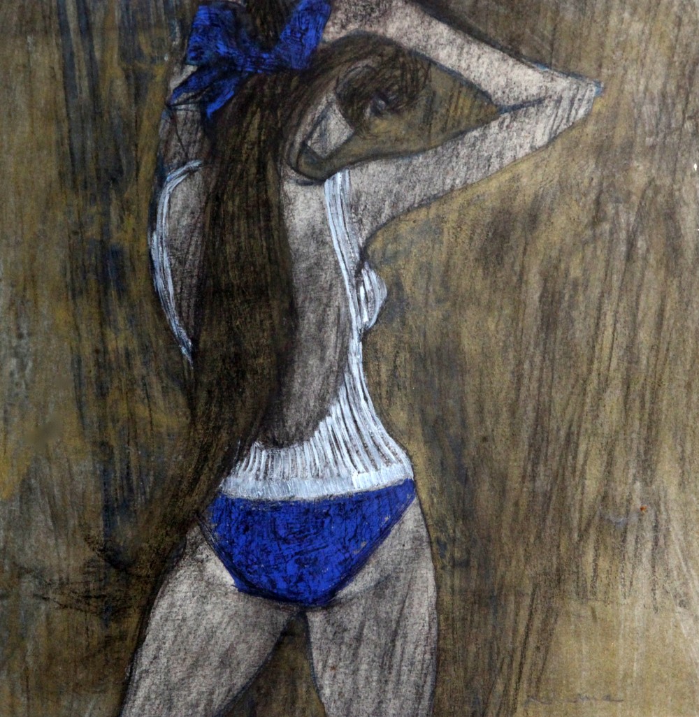 Alistair Michie, pencil and watercolour, The Blue Ribbon, signed, 29 x 29cm